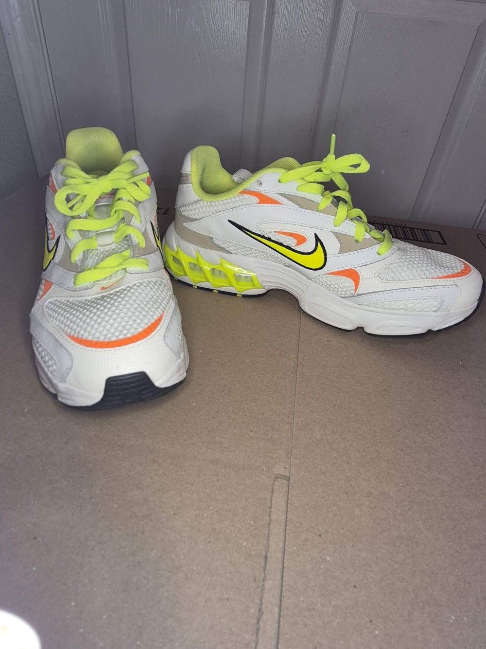 Nike Kids White Neon Yellow & Orange Athletic Sneakers